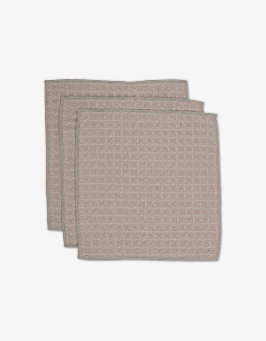 Taupe Geometry Waffle Washcloth Set