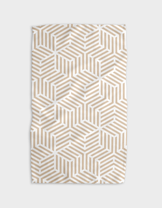 Stacked Cubes Geometry Tea Towel