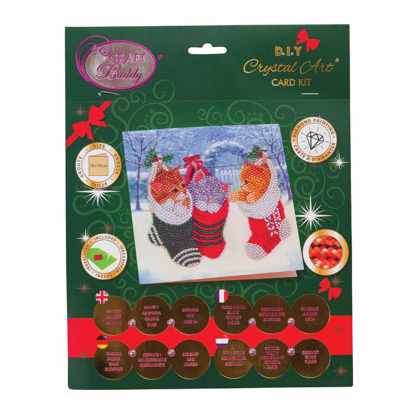 Christmas Kittens Crystal Art Card Kit