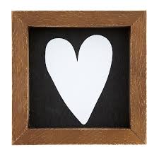 White heart - mini wood sign