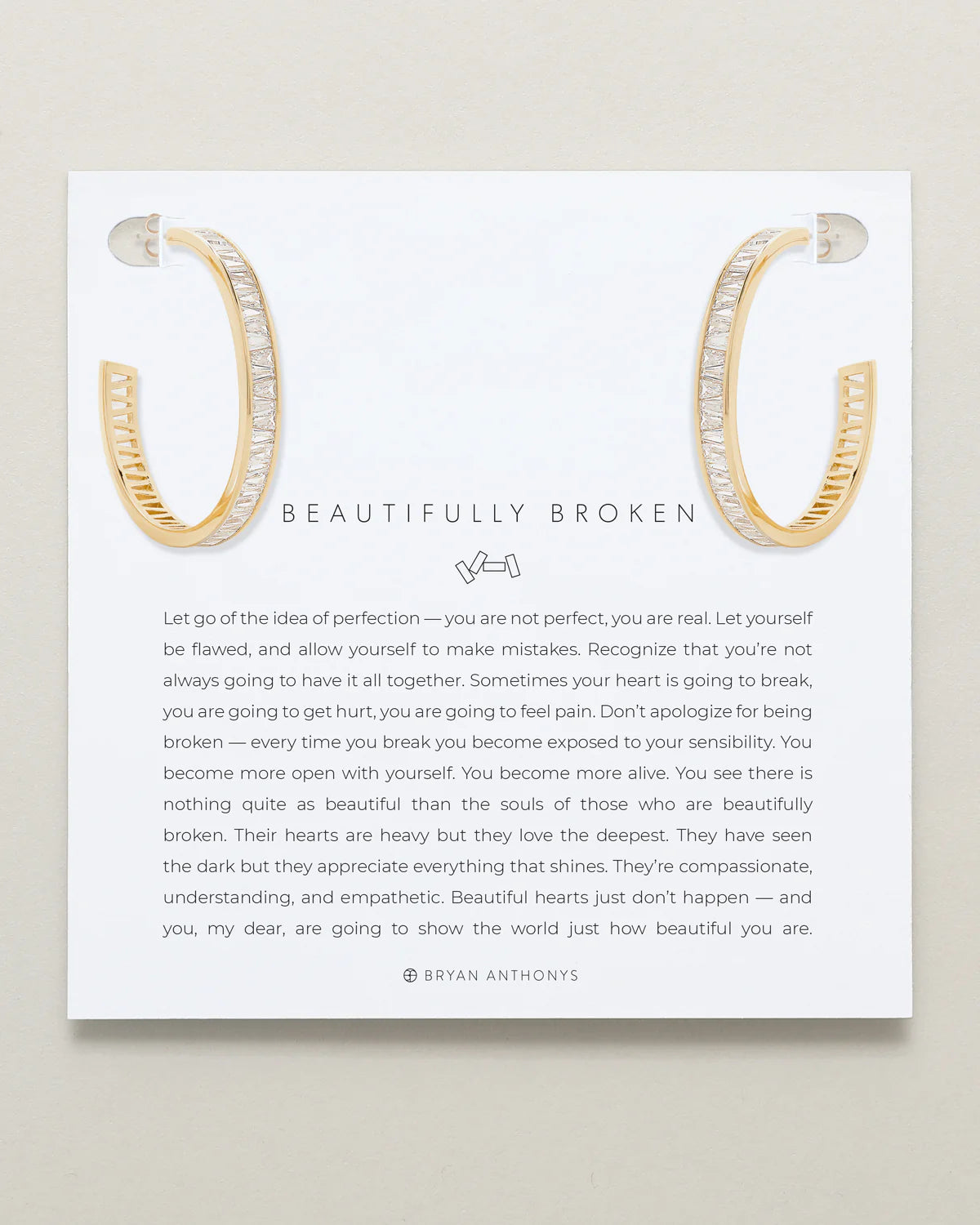 Beautifully Broken Baguette Hoop Earrings