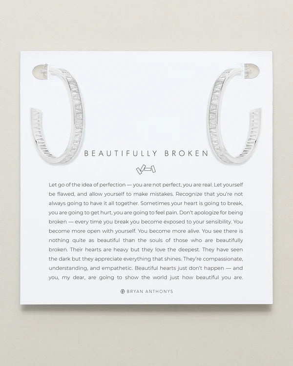 Beautifully Broken Baguette Hoop Earrings