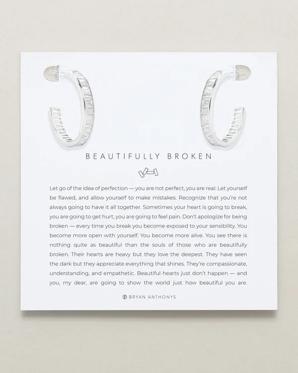 Beautifully Broken Baguette Hoop Earrings