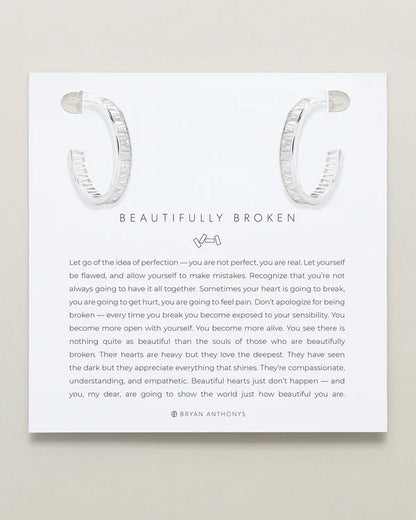 Beautifully Broken Baguette Hoop Earrings