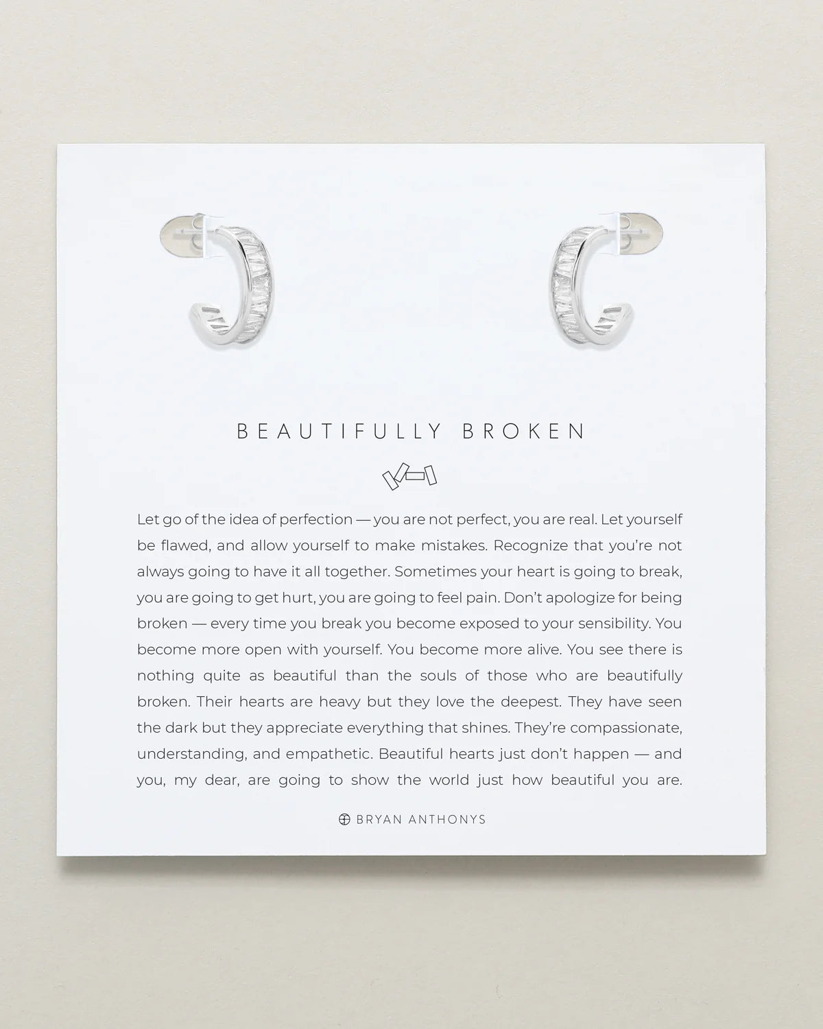 Beautifully Broken Baguette Hoop Earrings