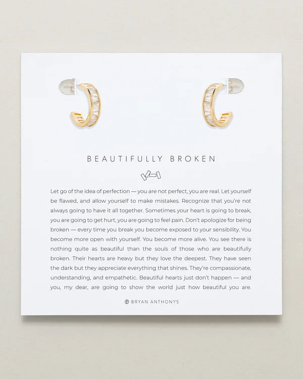 Beautifully Broken Baguette Hoop Earrings