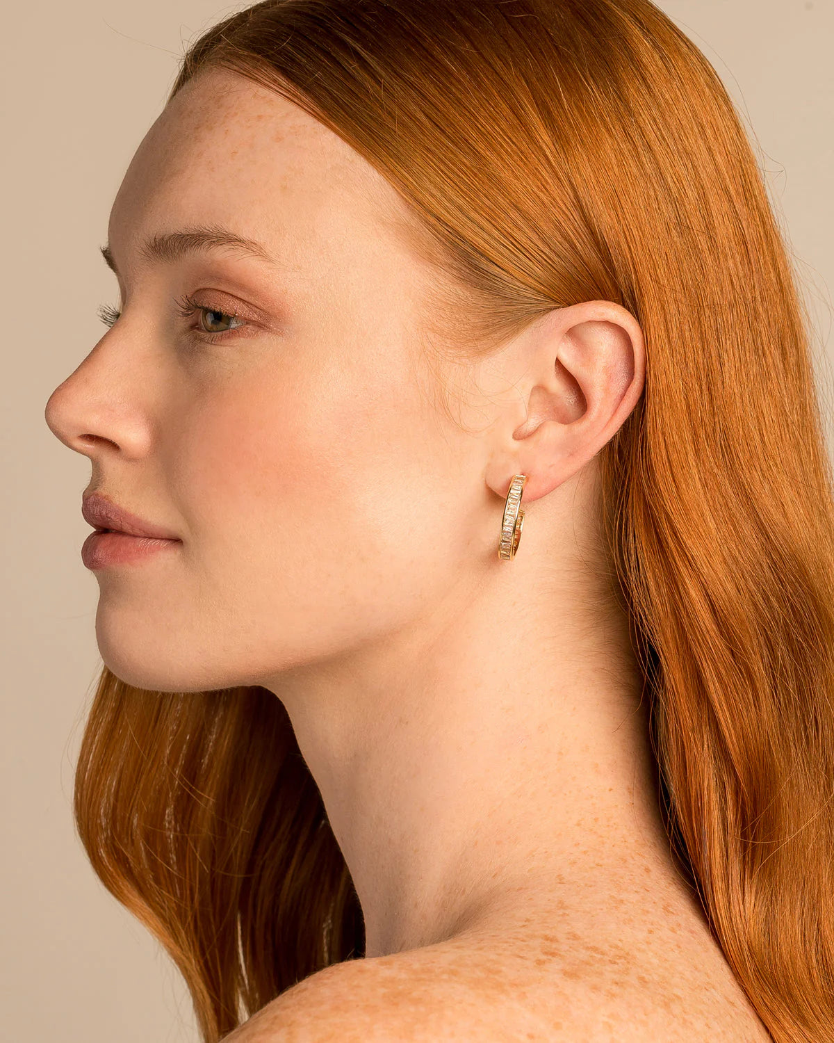 Beautifully Broken Baguette Hoop Earrings