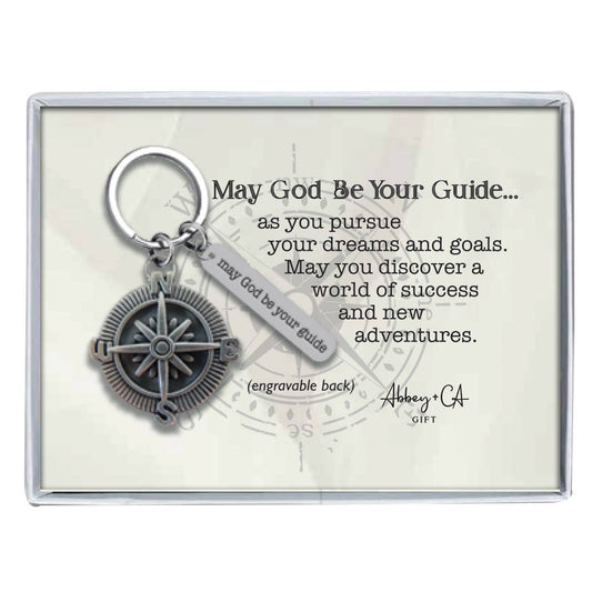 May God Be Your Guide Compass Key Ring