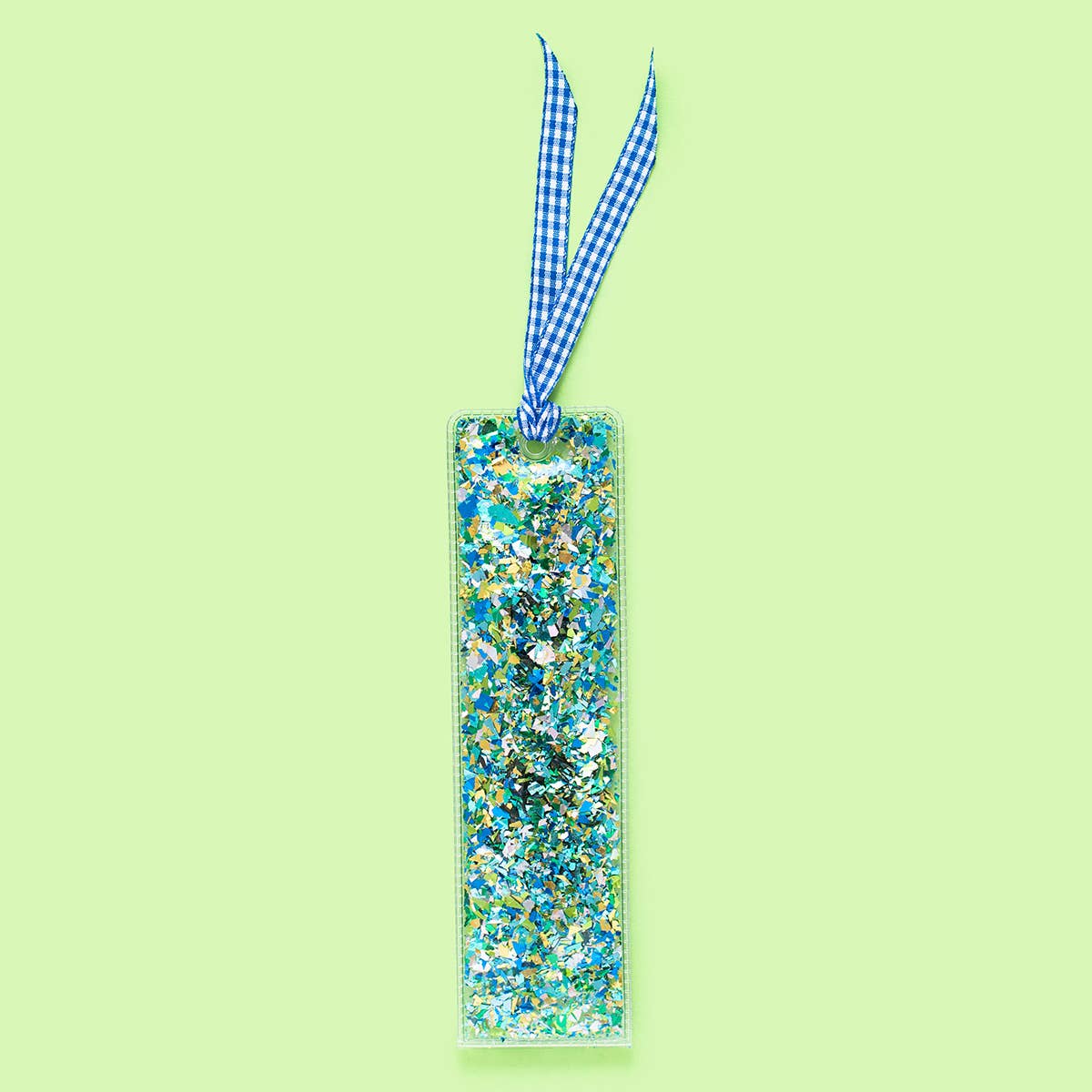 Blue + Green Confetti Bookmark